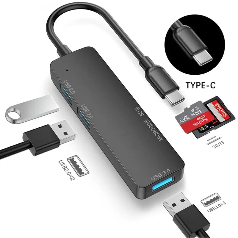 Type C Hub 5 IN 1 Multi Splitter Adapter Best Style