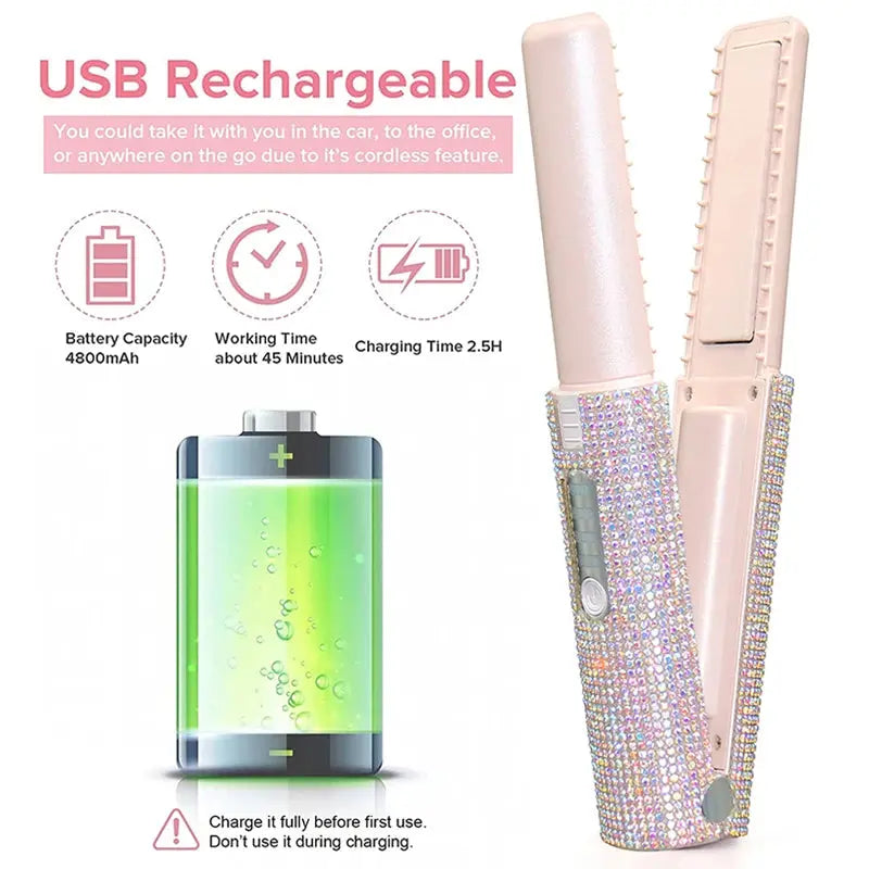 Portable Hair Straightener With Rhinestones Best Style