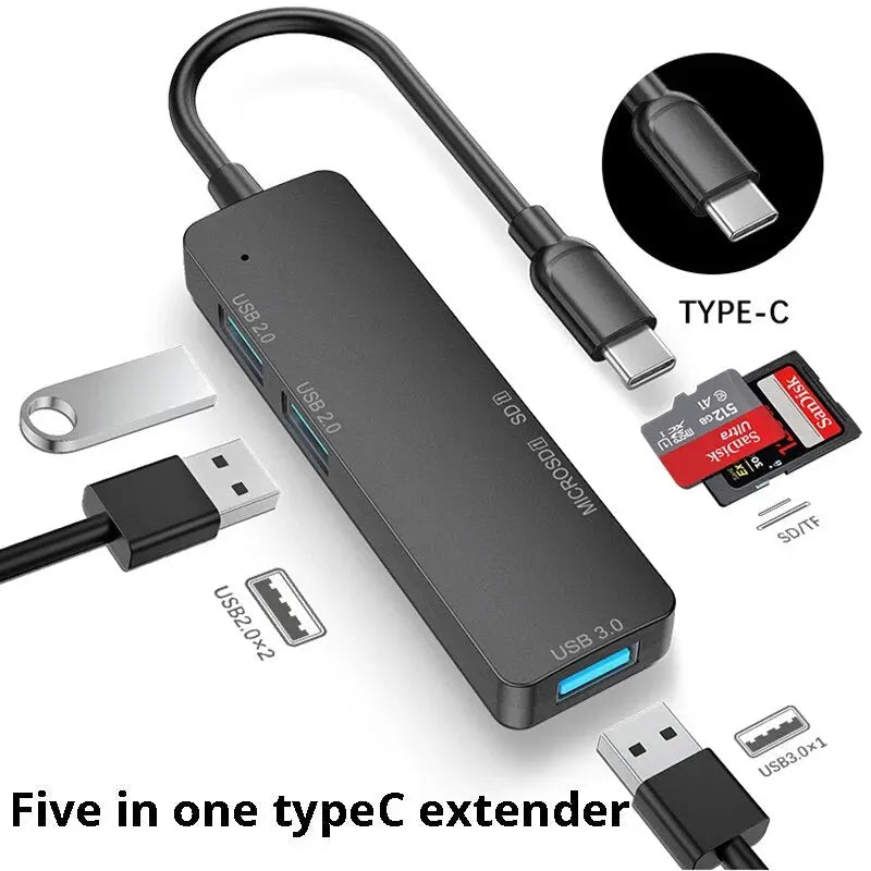 Type C Hub 5 IN 1 Multi Splitter Adapter Best Style