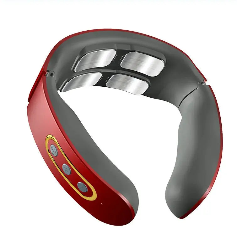 Electric Neck Shoulder Pulse Massager Kneading 4 Head TENS Magnetic Pulse Heating Cervical Vertebra Relax Pain Relief Massage Best Style