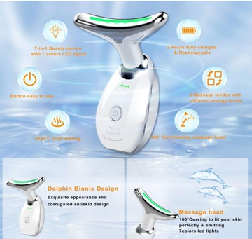 Light Therapy for Face and Neck, 7 Color Beauty Face Massager Tool, Vibrating Facial Massager.