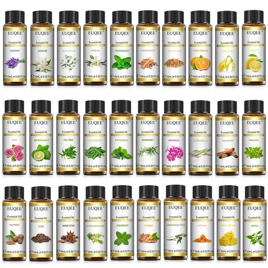 EUQEE 10ml Pure Natural Essential Oil Lavender Jasmine Eucalyptus Vanilla Sandalwood Sweet Orange Lemon Oregano Neroli Fragrance Best Style